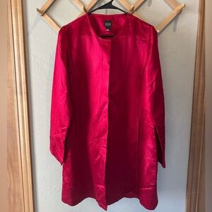 Eileen Fisher Linen Silk Blend Vibrant Red Jacket